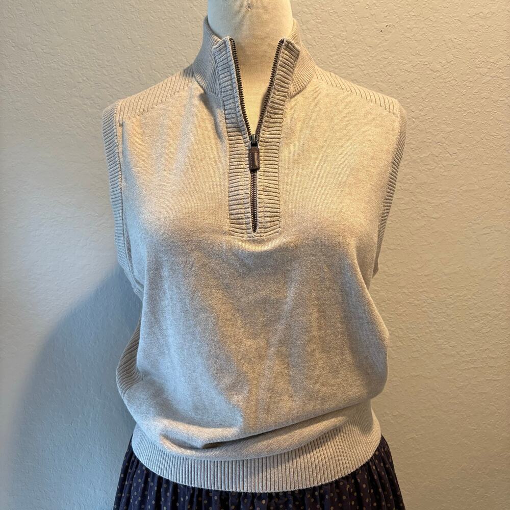 ROUNDTREE & YORKE Sweater Vest Unisex Tan Sz L Preppy Androgynous Light Academia